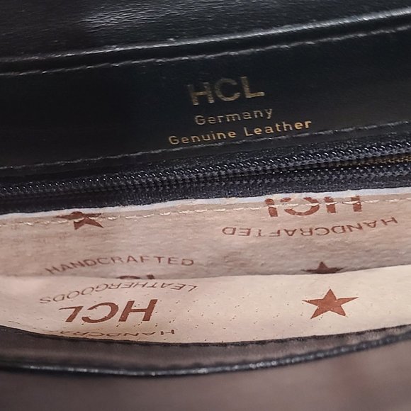 Vintage HCL Made in Germany Leather Crossbody Purse with 24k gold details - Picture 4 of 8